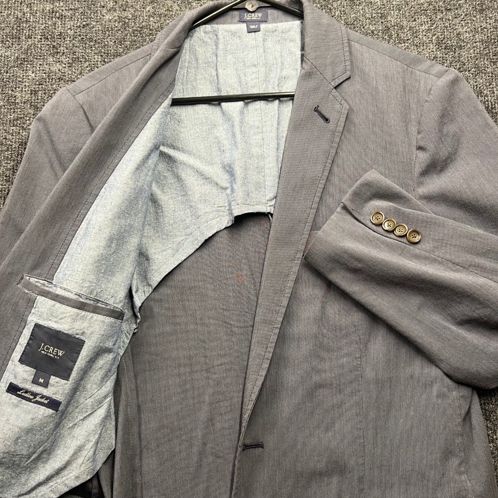 J.Crew Ludlow Jacket Mens Medium Gray Cotton 2 Button Blazer Sport Coat 37365